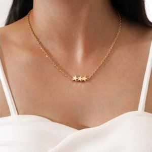 Gold Triple Star Necklace